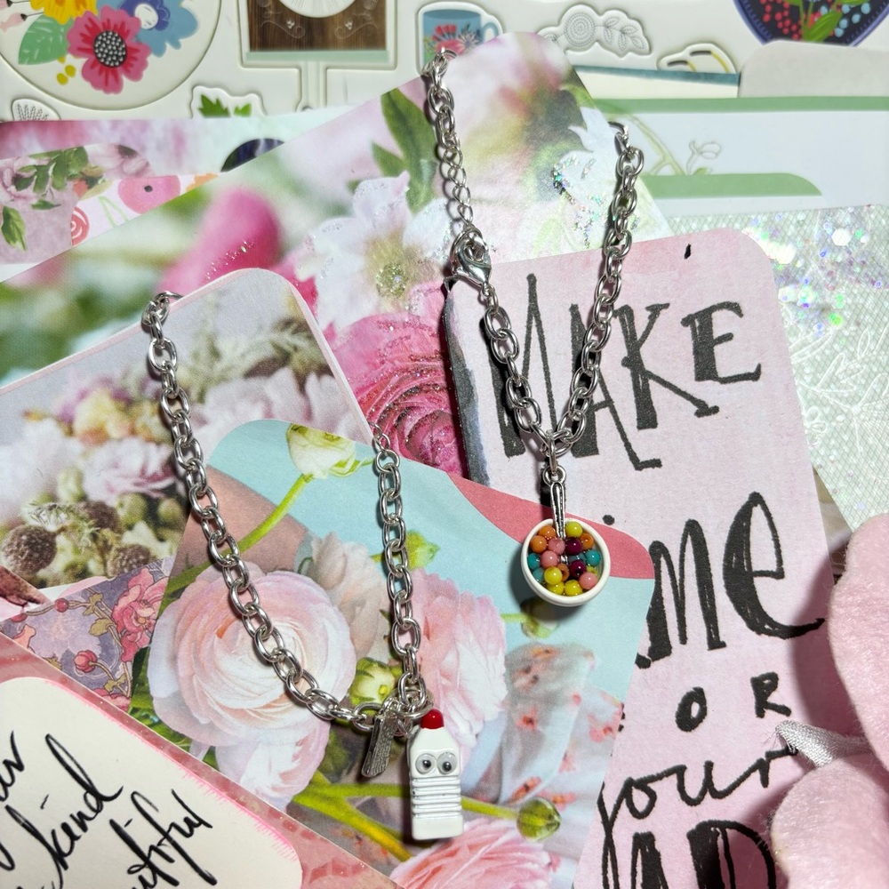 Justice Milk And Cereal Girl’s BFF Silver Bracelets Best Friends Forever Jewelry